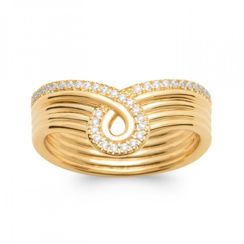 Bague striée or 18 carats et Oxydes de zirconium pour vos soirées