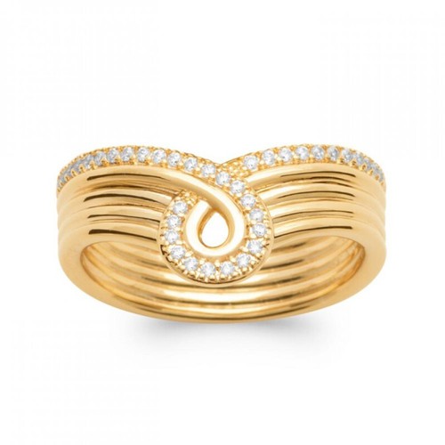 Bague striées serties d'Oxydes de zirconium plaqué or 18 carats 750/000 ...