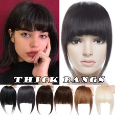 Real THICK Bangs Clip In Fringe Front 100 Remy Human Hair Extension Hairpiece F