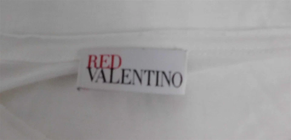 Blusa Valentino vermelha branca mistura de algodão renda branca tamanho P - Imagem 4 de 4