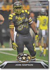 JOHN SIMPSON 2016 LEAF "1ST EVER PRINTED" U.S. ARMY ALL-AMERICAN ROOKIE CARD #68