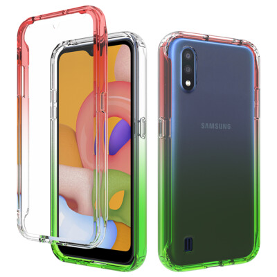 For Samsung Galaxy A01 Transparency Hybrid Case W/ Built-in Screen Protector