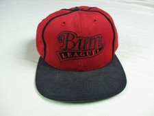 Vintage Bum League Hat Mens OSFM Red Embroidered Snap Back Cap Wool? USA Made