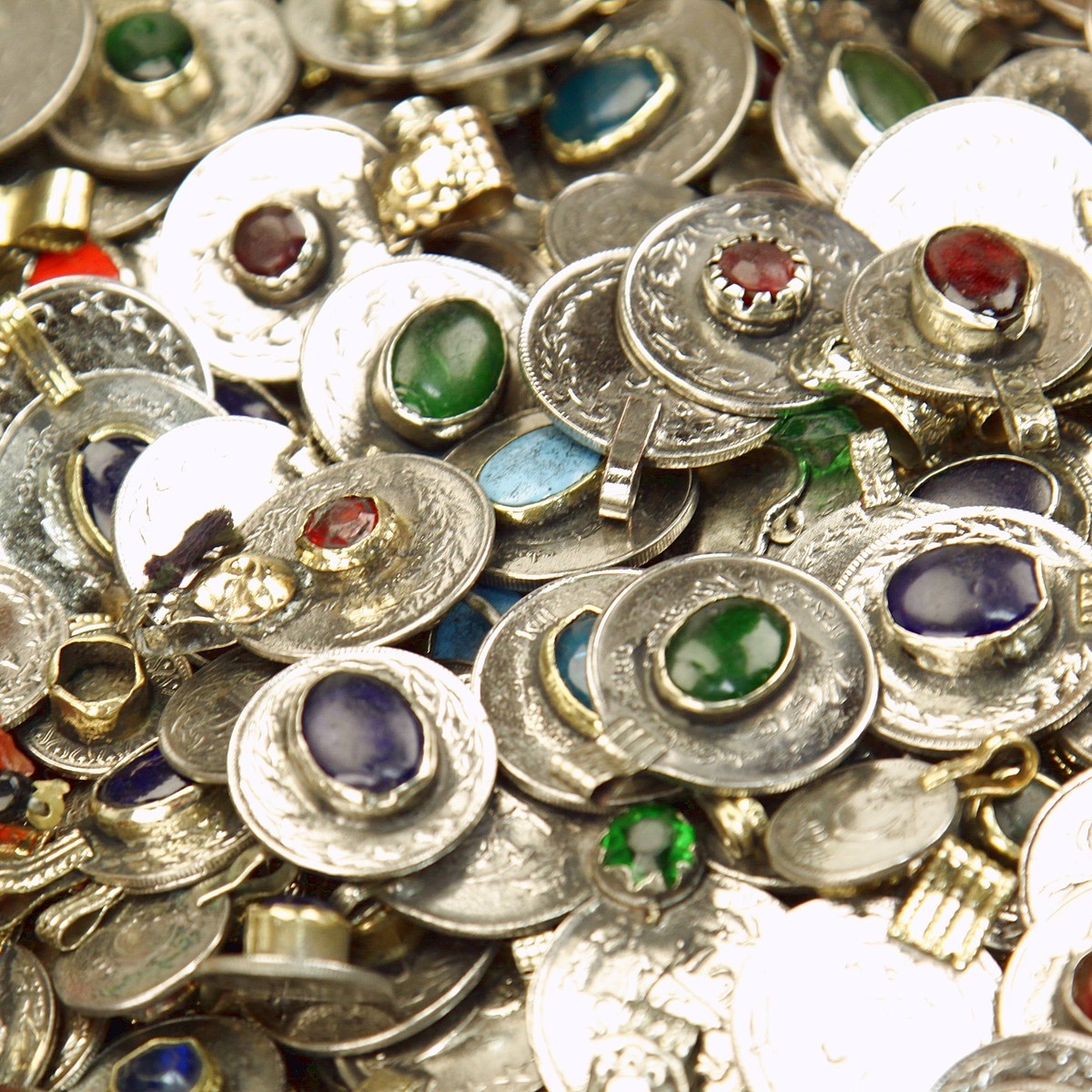 200 real Jeweled COINS Tribal Belly Dance Kuchi MIXED (( polished ))