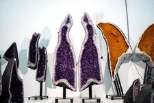 XX-Large Giant 9 Ft Tall Pair of Giant Amethyst Geodes, Dark Purple Amethyst