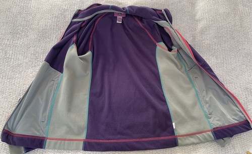 REI Girls Purple Fleece Full Zip Jacket W/ Turquoise + Pink Trim, Size L (14-16) - Picture 11 of 11