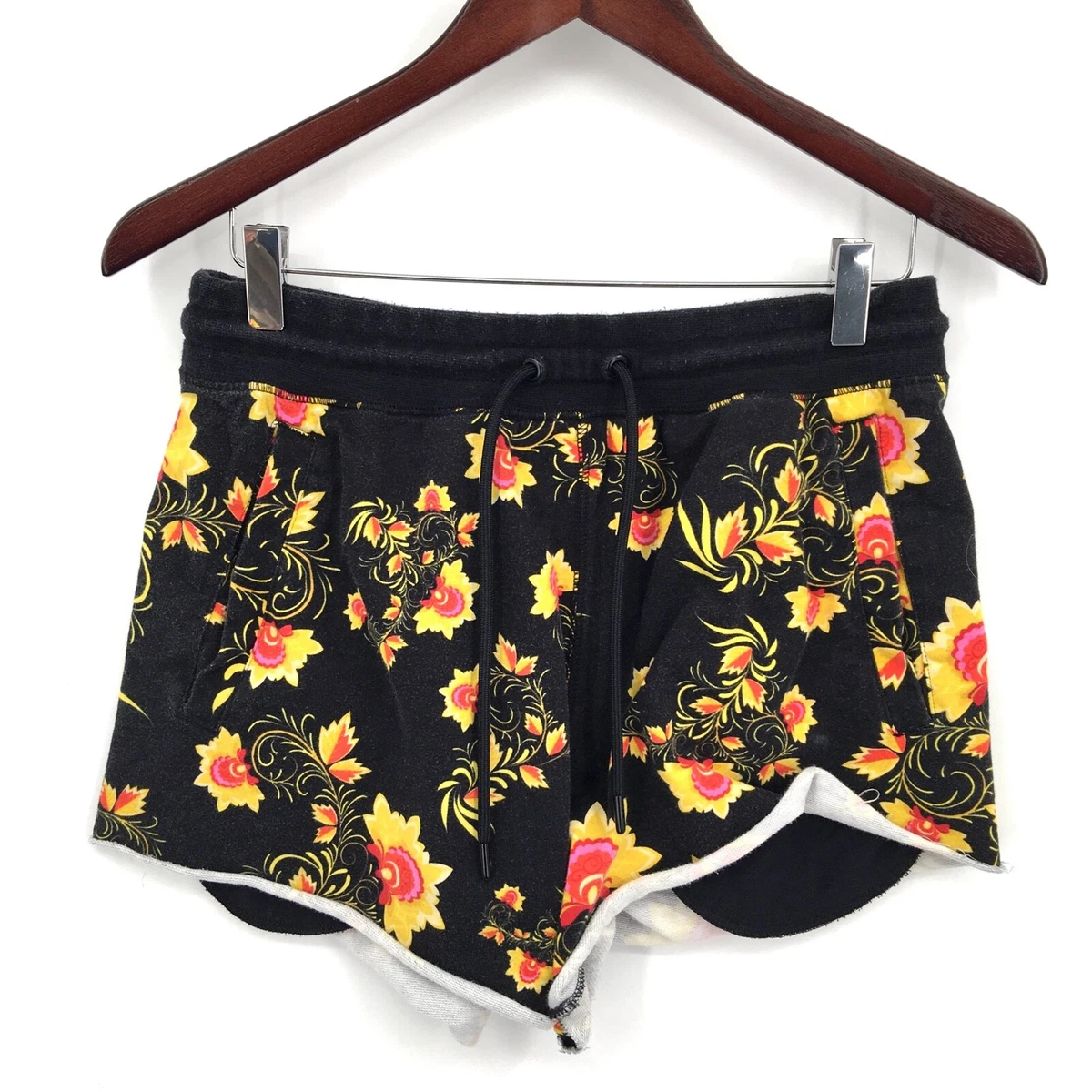 NIKE TECH Sweatshirt Shorts Black yellow Floral casual lounge