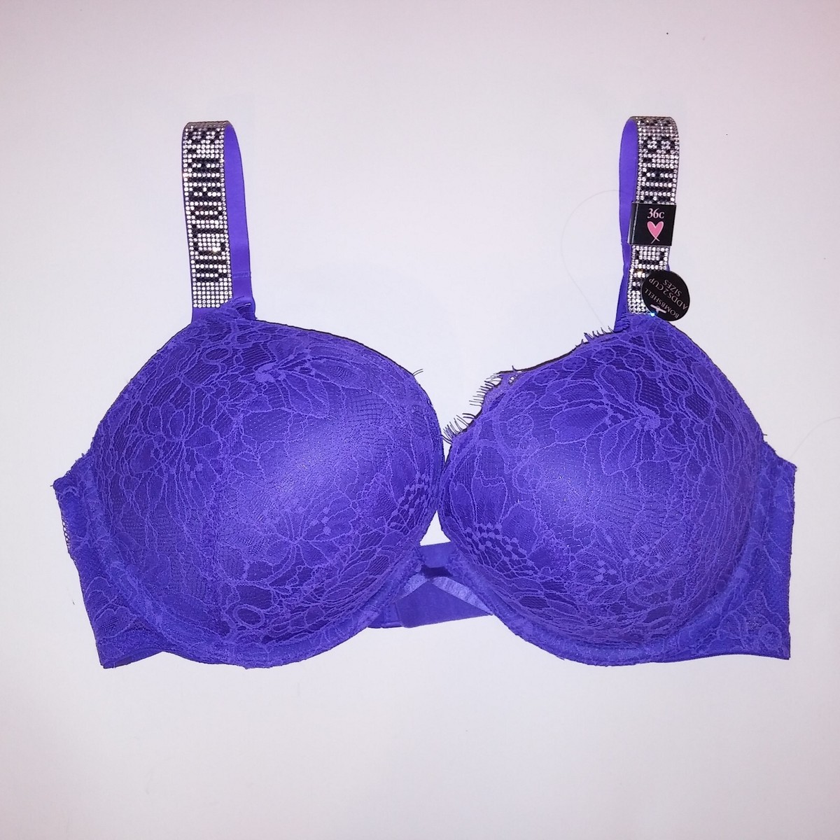 Victoria Secret Bra 34AA Bombshell Push Up Plunge Purple