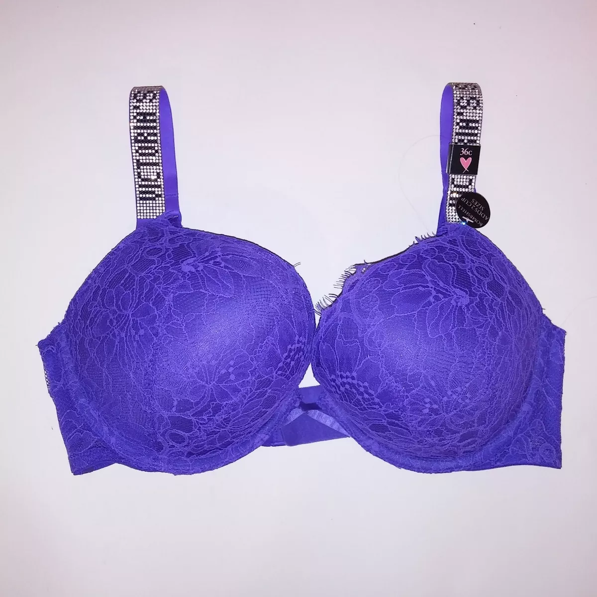 Victoria Secret Bra 34AA Bombshell Push Up Plunge Purple Shine