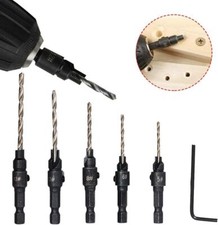 6x CS Countersunk Drill Countersink Bits Screw Set Wood Pilot Hole Woodworking
