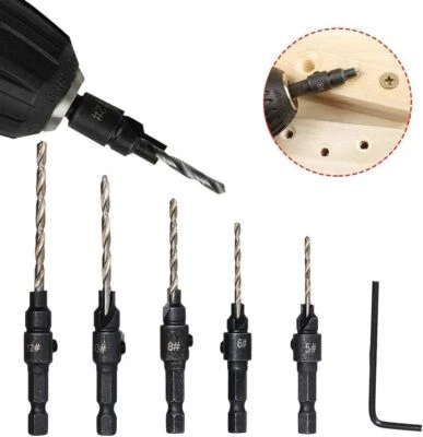 UNBRANDED (无品牌) 6x HSS Countersunk Drill Countersink Bits Screw Set Wood Pilot Hole Woodworking