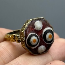 Stunning Ancient Roman Brass Mosaic Gabri Glass Ring