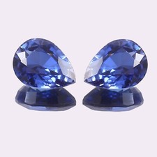 Natural Ceylon Royal Blue Sapphire Loose Pear Cut Gemstone Matched Pair 10x8 MM