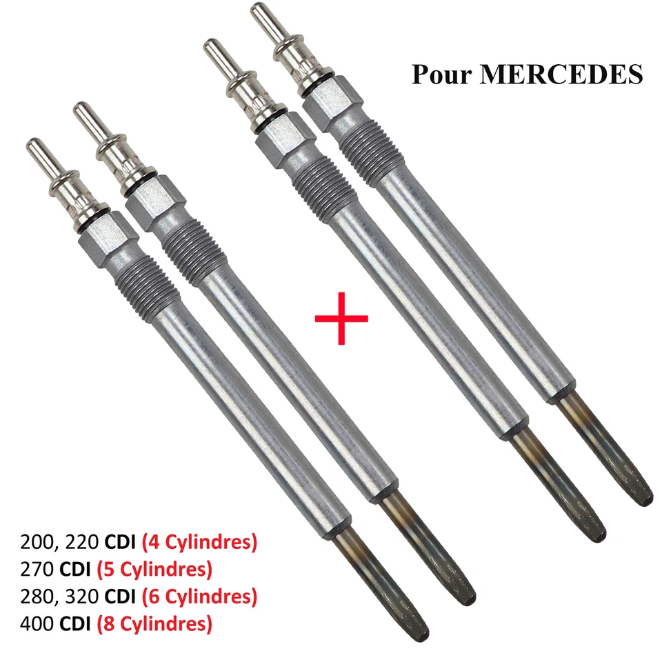 4x Bougie de préchauffage pour MERCEDES CLASSE C 200 C200 C220 220 270 C270 CDI - Photo 4/4
