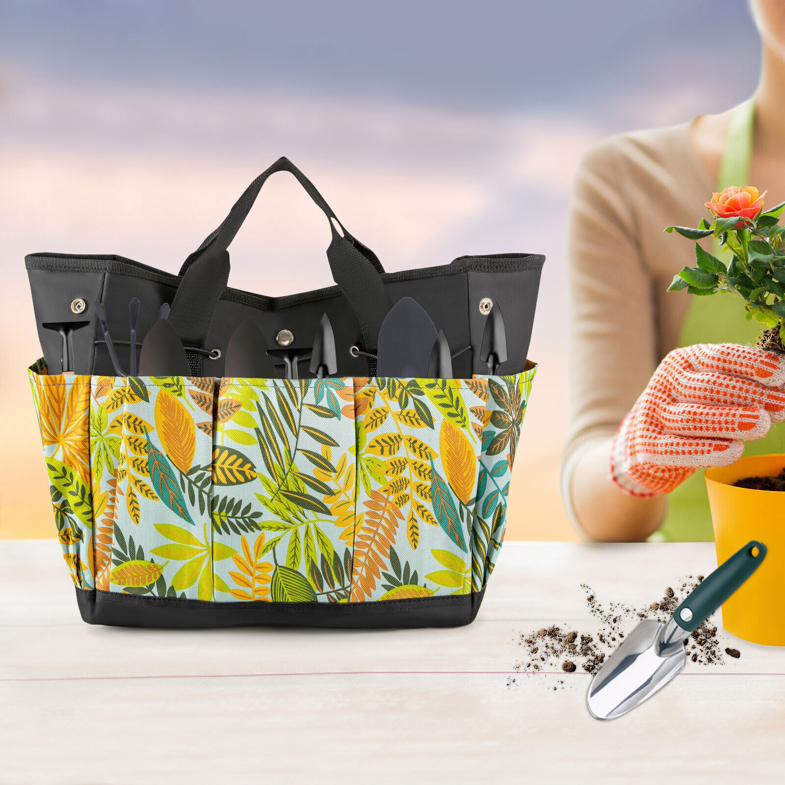 OxFord Fabric Garden Tool Tote Bag Gardening Tool Organizer + Pocket