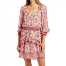 NWT Anthropologie Boho Pink Tippy Border Dress S