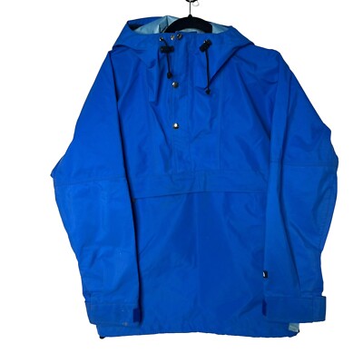 VTG The North Face Women Med Blue Gore-Tex 1/4 Zip Hooded Rain Pullover Jacket