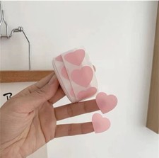 500pcs Pink Heart Shaped Stickers Tapes For Wrapping DIY Crafts/ Size 1 Inch