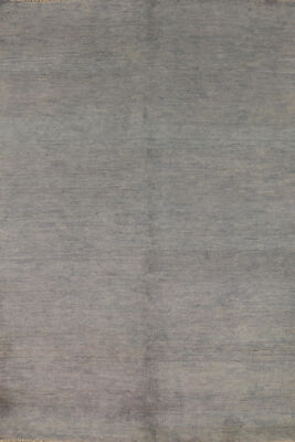Premium Quality Gabbeh Solid Design Wool Foyer Rug - Timeless Style'' Grey 4x6 ft