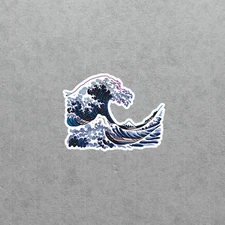 Great Wave Vinyl Sticker - Japanese Art Style Ocean Wave Tsunami Decal #4498