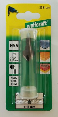 Wolfcraft Senker Ø 16 mm HSS, Sechskantschaft, 3 Schneiden