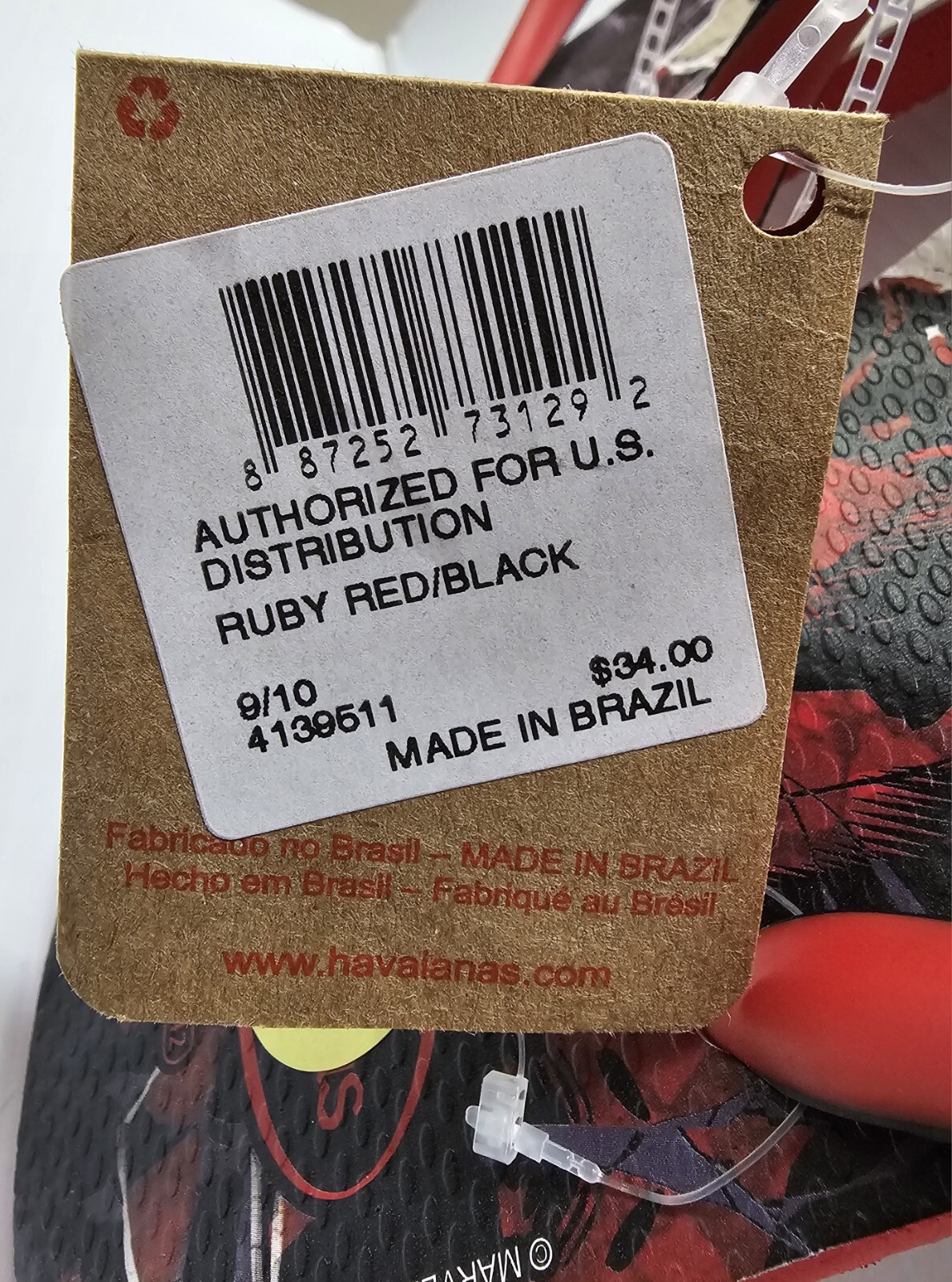 Venom Vs. Carnage Havaianas & Marvel Comics Size 9 Flip Flops Sandals NEW w/Tags