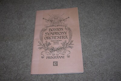 Vintage Boston MA 1912-1913 Symphony Orchestra Program