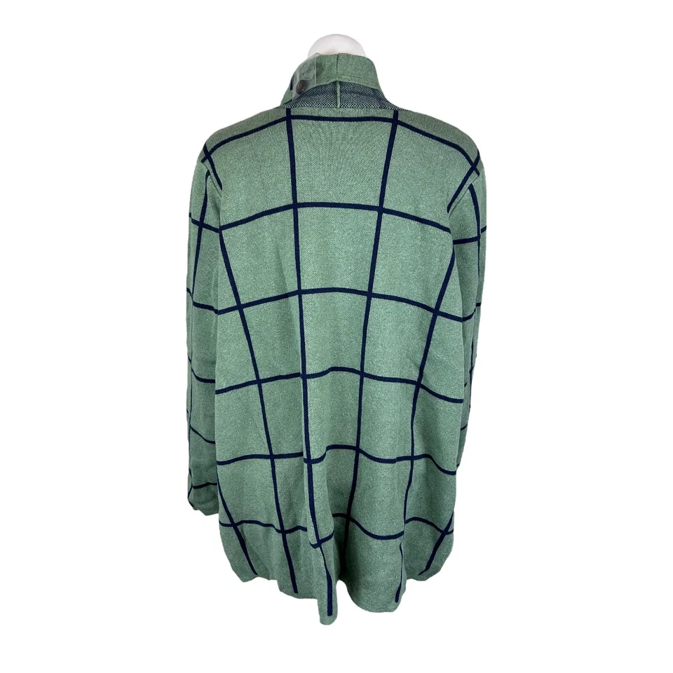 Abrigo Suéter Denim & Co. Jacquard Un Botón con Bolsillos Hiedra Oscura 2X Talla Grande Foto 2 de 2