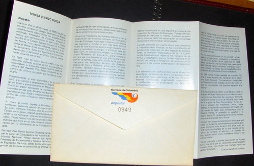 Columbia FDC Teresa Cuervo Borda, 1990 with booklet. - Picture 3 of 3