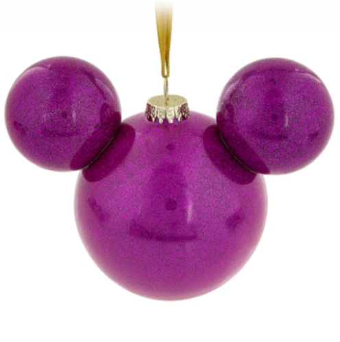 Ornement Disney rose fuchsia icône de l'oreille Mickey grand globe à boule de verre RARE HTF - Photo 1/2