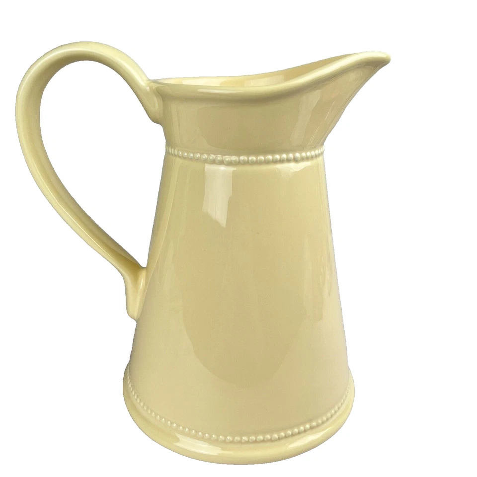 Jarra de cerámica amarilla Martha Stewart 48 oz - Borde con cuentas, estilo granja. Foto 2 de 4