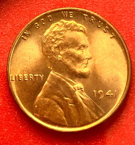 1941-P Lincoln Wheat Cent Penny GEM RED BU From an Original Bank Roll