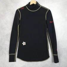 Alp-n-Rock Shirt Womens Size 2 Black Turtleneck Base Layer Edelweiss Top Long Sl