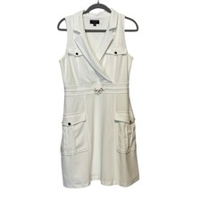 Tahari ASL white dress size 12P Petite Sleevless Dress I-4
