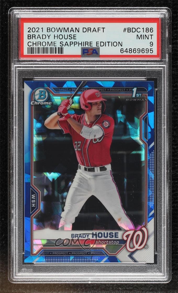 2021 Bowman Chrome Draft Sapphire Edition Brady House #BDC-186 PSA 9 MINT 03ow