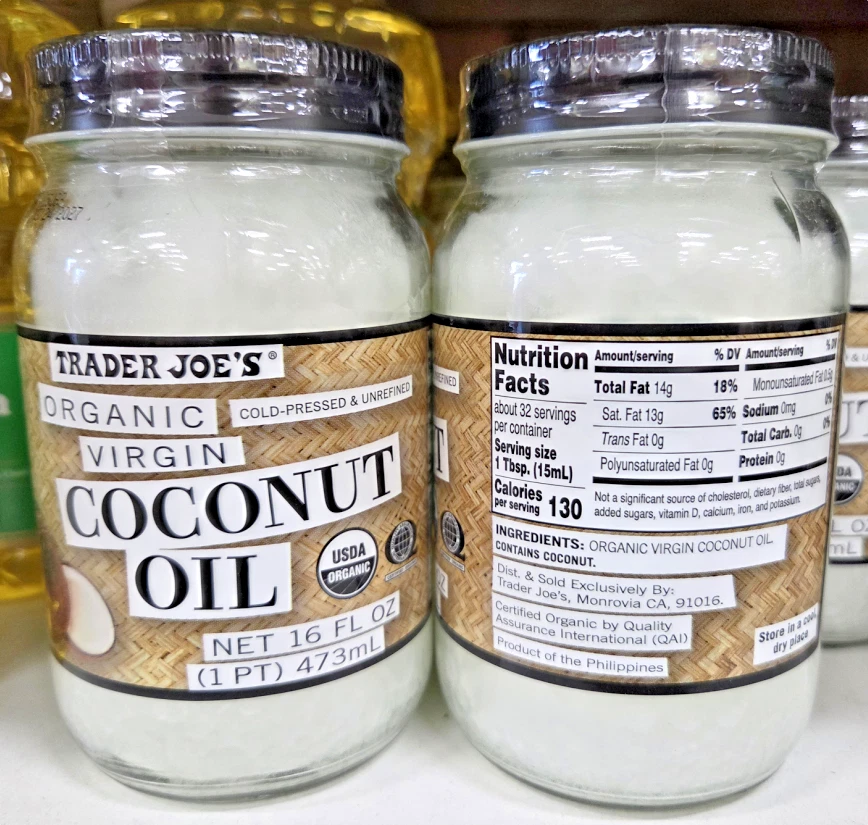 Trader Joe's Organic Virgin Cold-Pressed & Unrefined Coconut Oil (2 Bottles) - Image 2 of 2