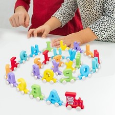 Wood Train Set Alphabets Develop Imaginations Letter Recognition Hand Eye