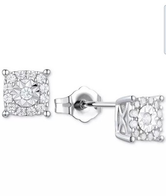 Diamant Quadrat Halo Ohrstecker (1/4 ct. t.w.) in Sterling Silber