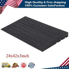 Rubber Threshold Ramp Door Ramp 3" Rise Curb Ramp 24x42x3 inch 2500lbs Driveway 