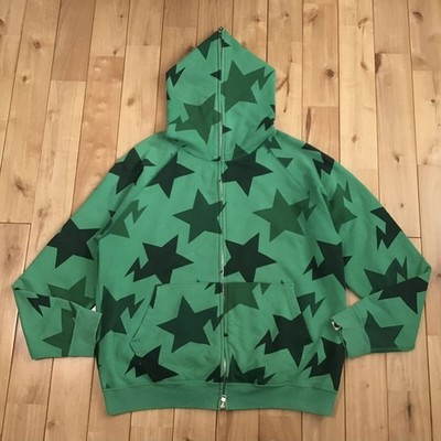 A Bathing Ape Bape Full Zip Hoodie sta Star Green size M Shibuya Japan Limited
