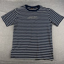 Santa Cruz Striped T Shirt Mens M Black White Skate Streetwear Tee