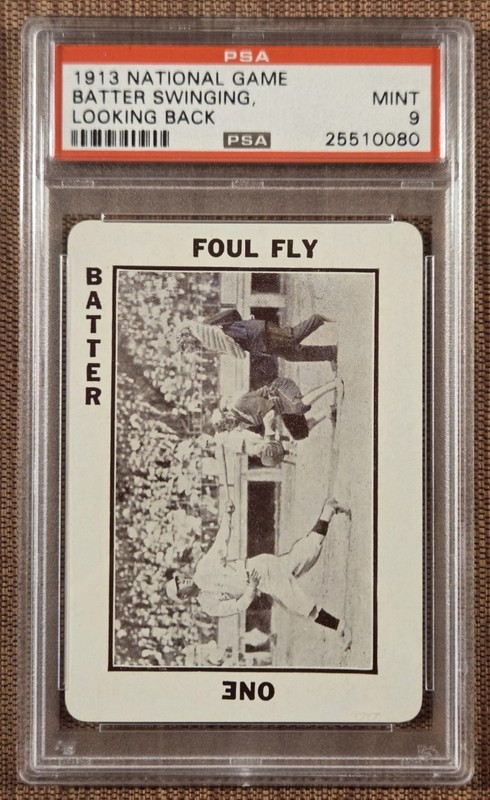 1913 National Game Batter Swinging Looking Back Vintage Baseball Card PSA 9 Mint