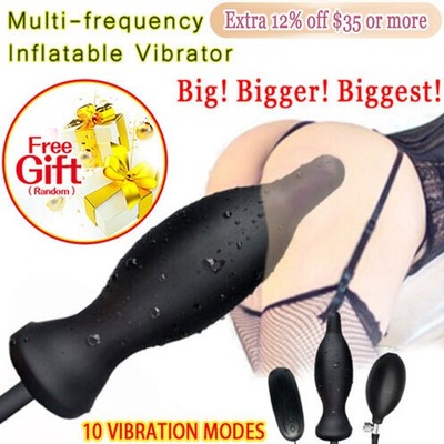 10 Speeds Large Inflatable Anal Butt Plug Dildo Expandable  Pump-Vibrator-Sex-Toy