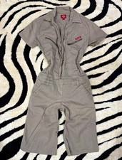 Y2K vintage Dickies Khaki Short Sleeve Zip-Front Coveralls Jumpsuit, Women's