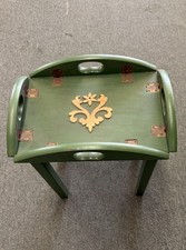 Ancienne table de plateau de majordome pliante | Table d’appoint de ferme