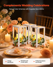 VEVOR 12-Pc White Wedding Lantern Set w/ LED Candles Eucalyptus