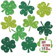 200 Pcs St. Patrick's Day Cutouts Decoration Shamrock Glitter Glitter Lucky
