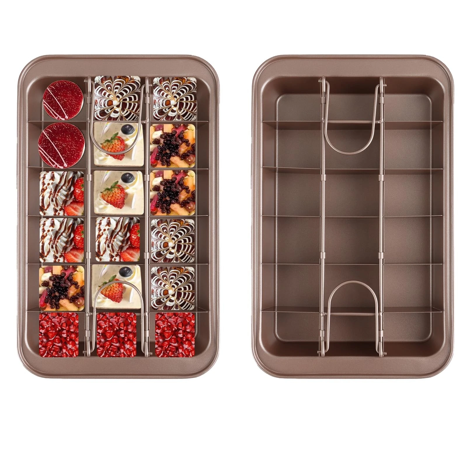 2 Pcs Brownie Pan with Dividers, Non-Stick Carbon Steel Square Baking Pan, 18...