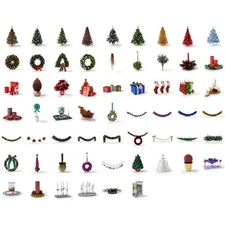 60pcs Christmas Decorations 3D STL Digital File, 3D Printing Model Design