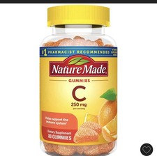 Nature Made Vitamin C 250mg 80 Gummies Tangerine Immune Support Adult